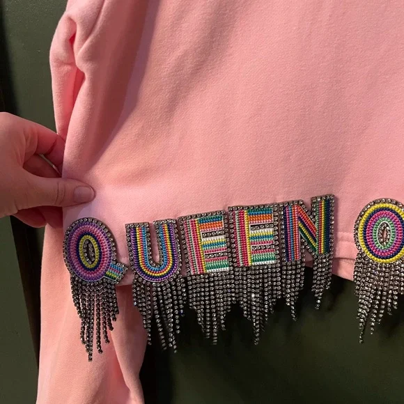 QUEEN OF SPARKLES Pink Fringe Sweater - Picture 4 of 7